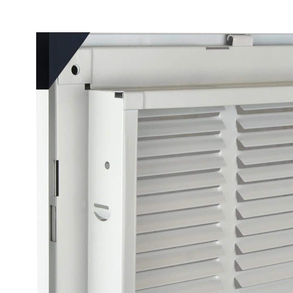 14x14 White Steel Return Air Filter Grille with Fixed Hinges