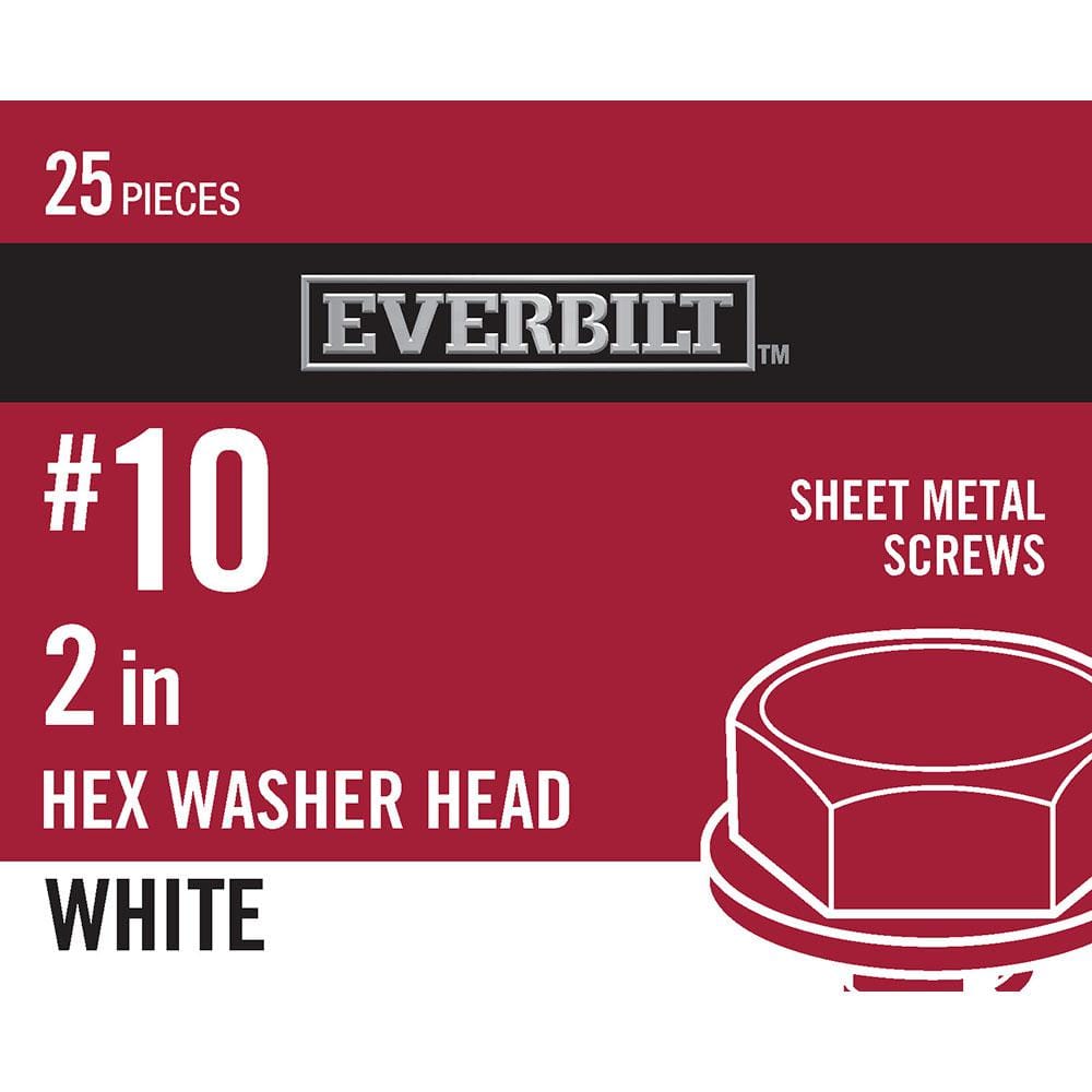Everbilt #10 x 2 in. White Hex-Head Sheet Metal Window Framework Screw  (25-Piece per Pack) 810692 - The Home Depot