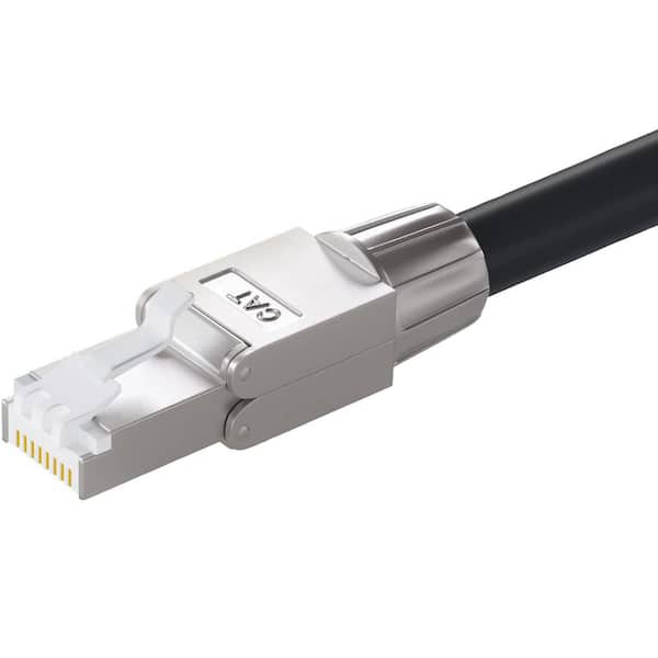 Syston Cable Technology 10 ft. Black Cat 6A CMR-Riser 700MHz 23AWG Solid Bare Copper Ethernet Network Cable with RJ45 Ends for PoE Camera Router