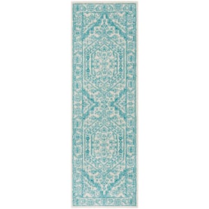 SAFAVIEH Adirondack Ivory/Slate 3 Ft. X 6 Ft. Border Medallion Runner ...