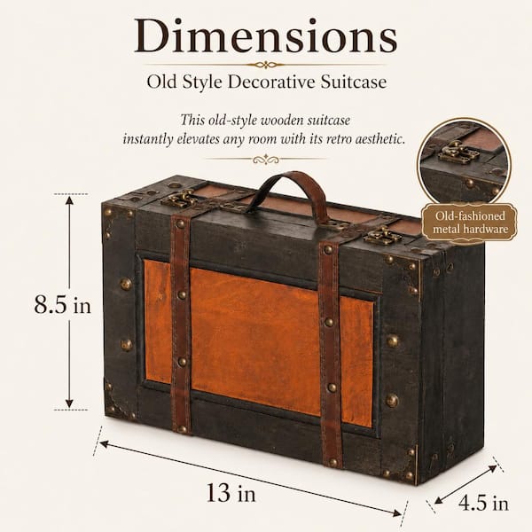 Vintiquewise Wooden Vintage Luggage Trunks - Antique Carry on