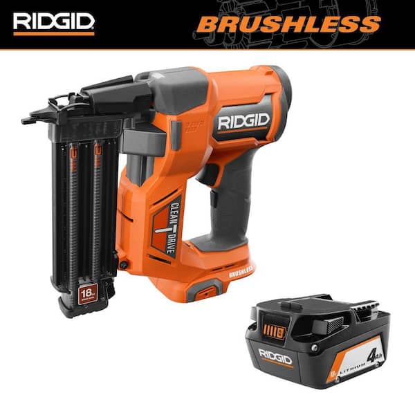 18V Brushless Cordless 18-Gauge 2-1/8 in. Brad Nailer with CLEAN DRIVE Technology and 18V 4.0 Ah Battery