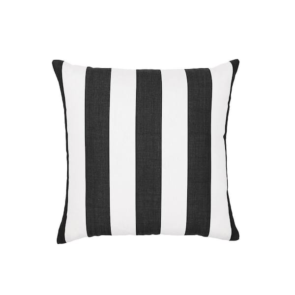 Cabana Stripe Black/White Set of Two 18 in. Knife Edge Filled Outdoor Throw Pillow
