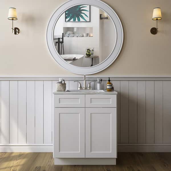 HOMEIBRO 36-in W X 21-in D X 34.5-in H in Shaker White Plywood Ready to Assemble Floor Vanity Sink Base Kitchen Cabinet
