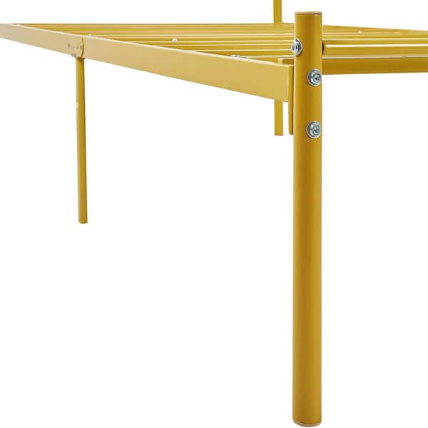 Bed Frame Gold Metal Frame Twin Platform Bed with Headboard and Footboard No Box Spring Needed