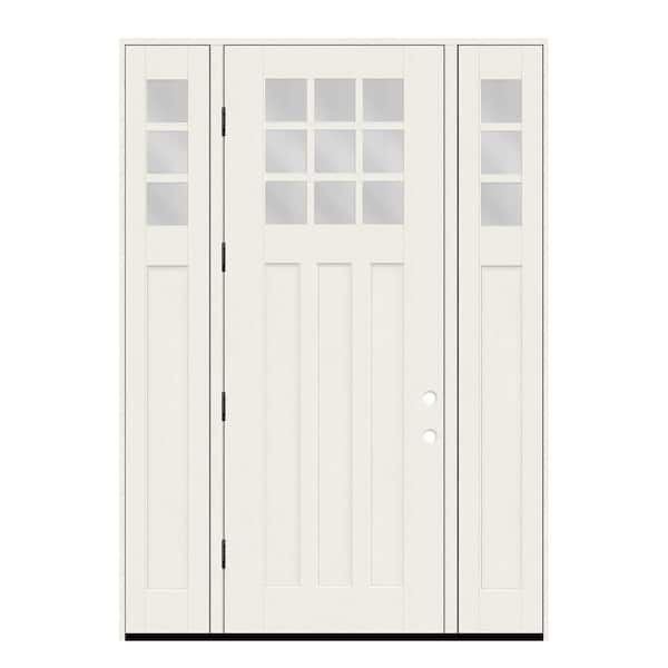 Regency 68 in. x 96 in. RHOS 1/4 9L-SDL Clear Glass Primed Fiberglass Prehung Front Door with 14in-1/4Top SLs 4-9/16