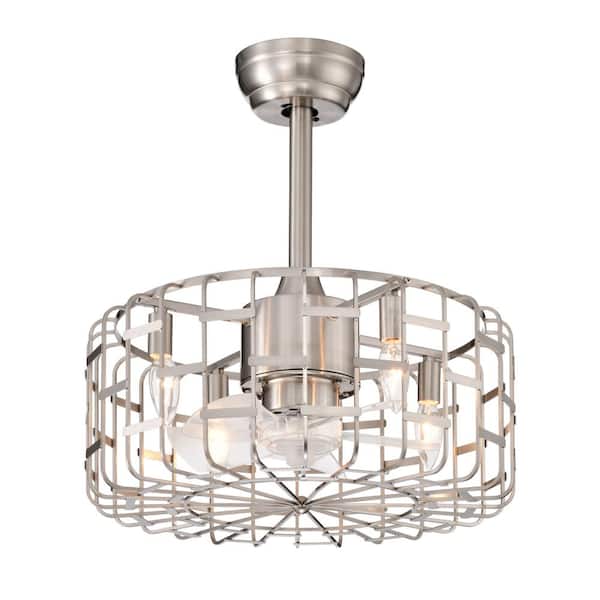 bessten Hermes 18 in. Indoor Sliver Caged Ceiling Fan with ABS Blades and Remote Control Control