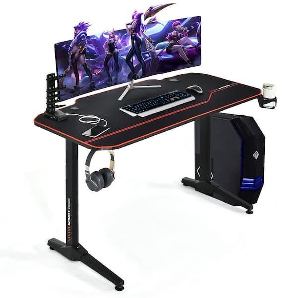 Costway 55 in Rectangle Black Wood Computer Desk
