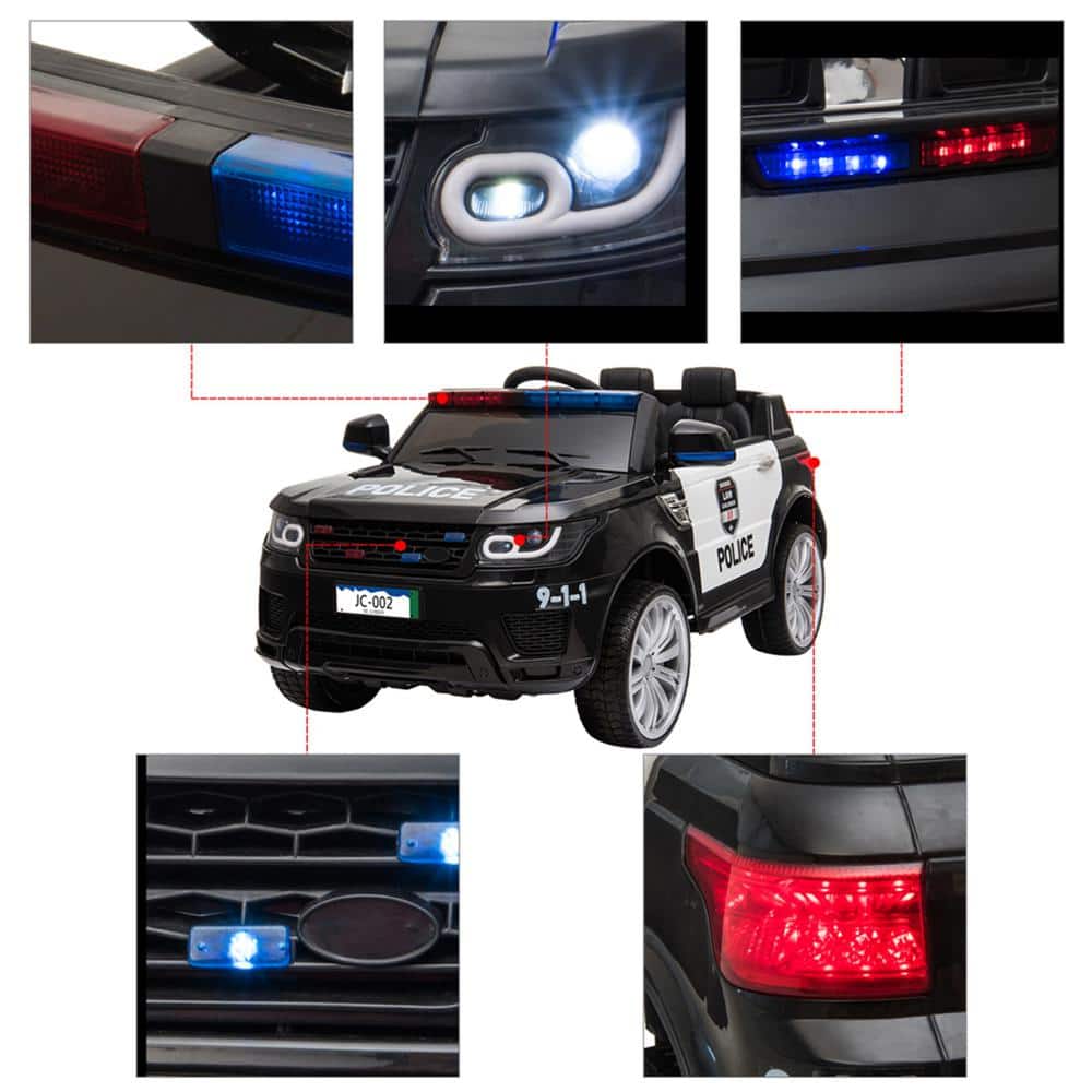 12V Black Police SUV Ride-On Car with Remote Control