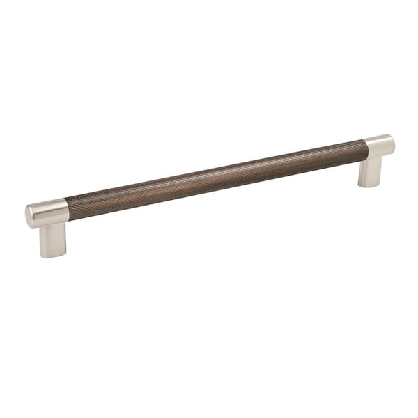 Amerock Esquire 10-1/16 in (256 mm) Satin Nickel/Oil-Rubbed Bronze Drawer Pull