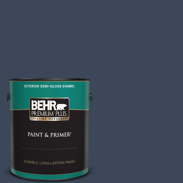 BEHR PREMIUM PLUS 1 gal. #M500-7 Very Navy Semi-Gloss Enamel Exterior Paint & Primer