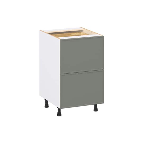 Fairview 21 in. W x 24 in. D x 34.5 in. H Assembled Slim Shaker Drawer Base Kitchen Cabinet in Moss Green with 3-Drawers