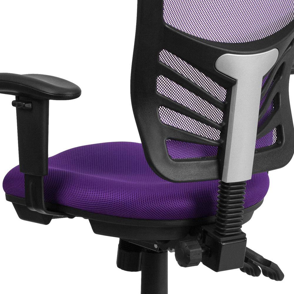 Mid-Back Purple Mesh Executive Swivel Office Chair with Adjustable Arms
