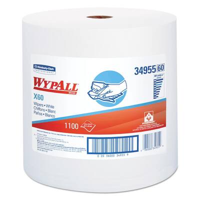 12-1/2 in. x 13-2/5 in. White X 60 Cleaning Wipes, Jumbo Roll (1100 Towels/Roll)