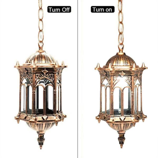 Antique Copper & Brass Lamp with Crystal Cage Chandelier & Marble