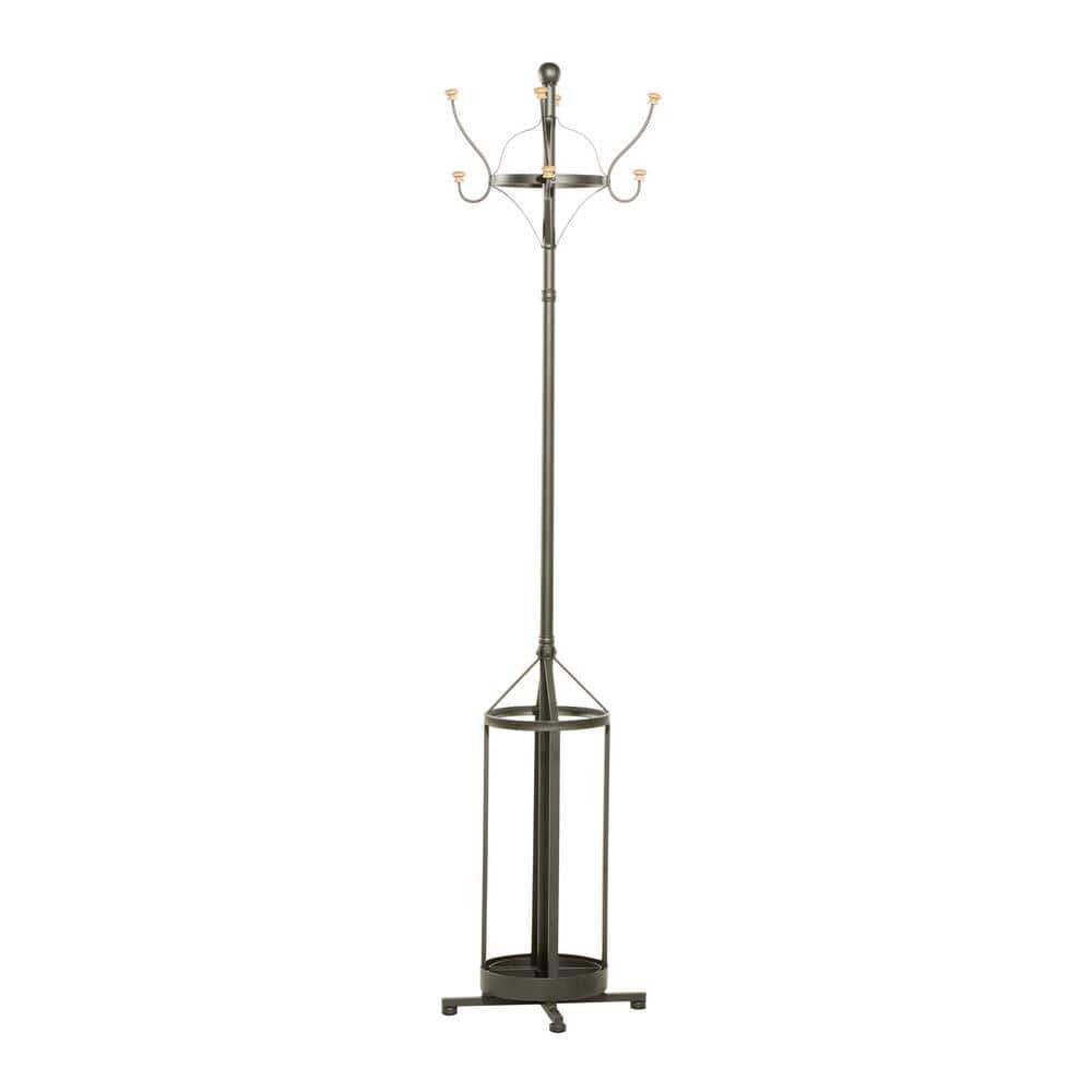 Black Fir Wood and Metal Industrial Coat Stand