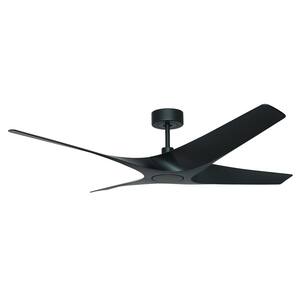Quatro 56 in. Indoor/Outdoor Matte Black Smart Ceiling Fan with Remote Control