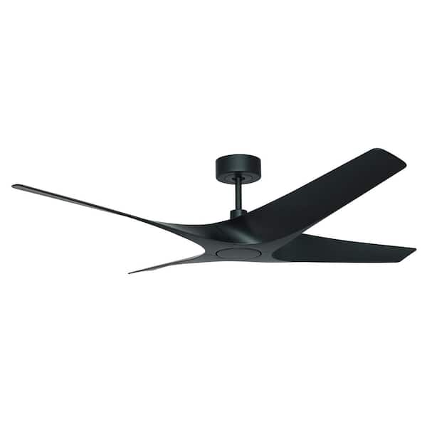 TroposAir Quatro 56 in. Indoor/Outdoor Matte Black Smart Ceiling Fan with Remote Control