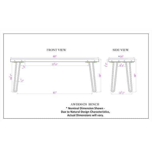 Alaterre Furniture Hairpin Natural Live Edge 48 Bench with Coat Hook Shelf  Set, 1 - Baker's