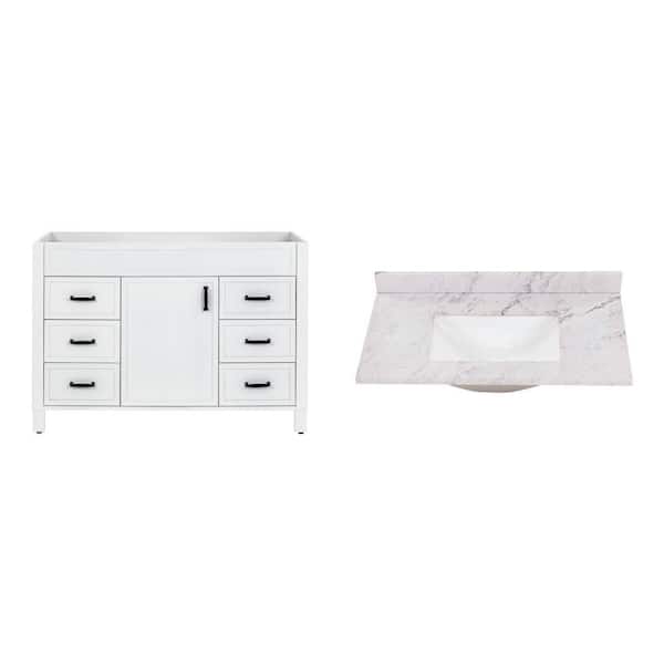 Winsome 48 in. White Bath Vanity Cabinet and 37 in. x 22 in. Lunar White Vanity Top Combo