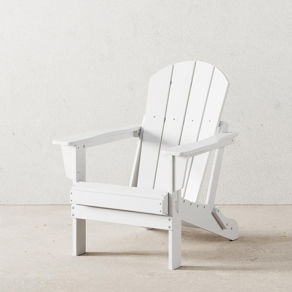Laguna Fade Resistant Outdoor Patio HDPE Poly Plastic Classic Folding Adirondack Lawn Chair in White