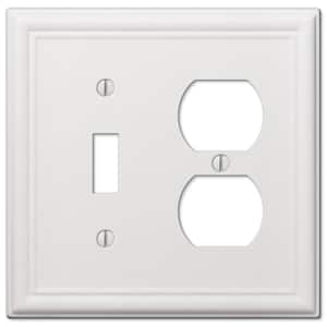 Ascher 2-Gang White 1-Toggle/1-Duplex Stamped Steel Wall Plate