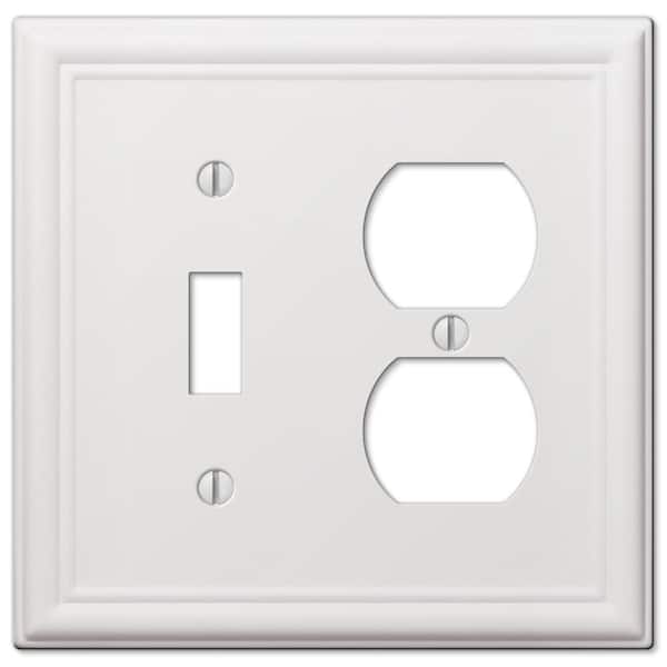 AMERELLE Ascher 2-Gang White 1-Toggle/1-Duplex Stamped Steel Wall Plate