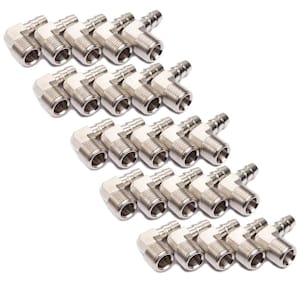 3/8 in. ID Hose x 3/8 in. Male NPT Air Gas 90-Degree Elbow Stainless Steel 316 Barb Fitting (25-Pieces)