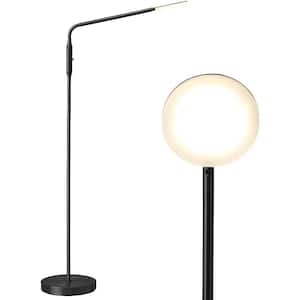 50 in. Black Dimmable Standard LED Floor Lamp for living rooms with Adjustable Color Temperature and Rotatable Gooseneck