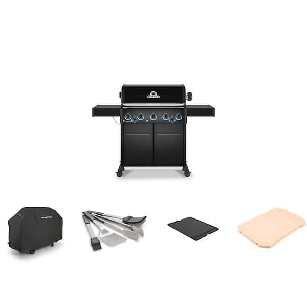 Baron 5-Burner Natural Gas Grill with Griddle, Tool Set (4-Piece), Cover, and Pizza Stone