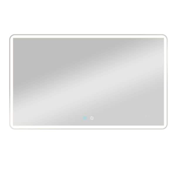 Modland Baily 60 in. W x 36 in. H Rectangular Frameless Wall Mounted Bathroom Vanity Mirror in Silver