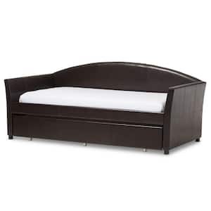 London Contemporary Brown Faux Leather Upholstered Twin Size Daybed