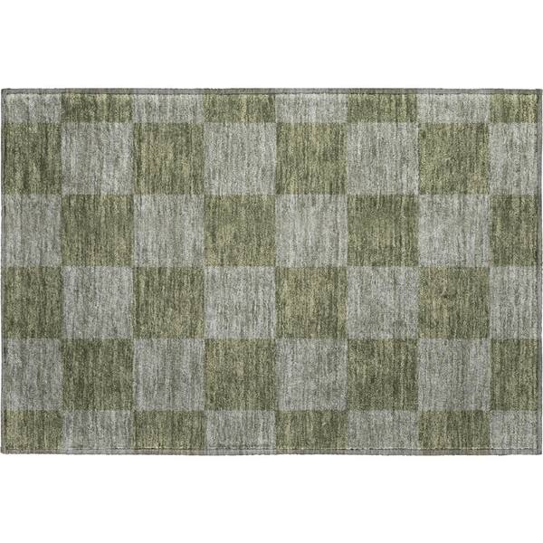 Mayfield Premium Machine Washable Abstract AMF2345 Olive 2 ft. x 3 ft. Accent Rug
