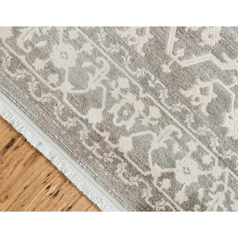 Light Gray Abstract Synthetic Easy Care Stain-Resistant Area Rug 10' x 13'