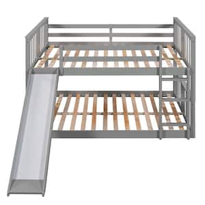 Gray Full Over Full Bunk Bed with Ladder with Slide