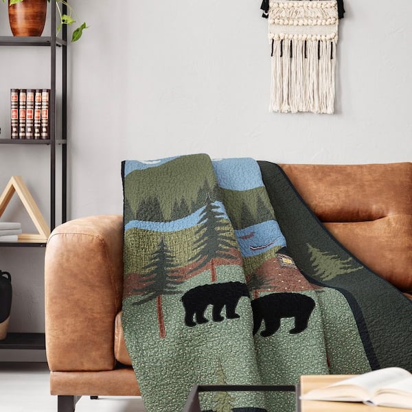 Pine Black/Brown/Blue/Green Lodge Throw Blanket