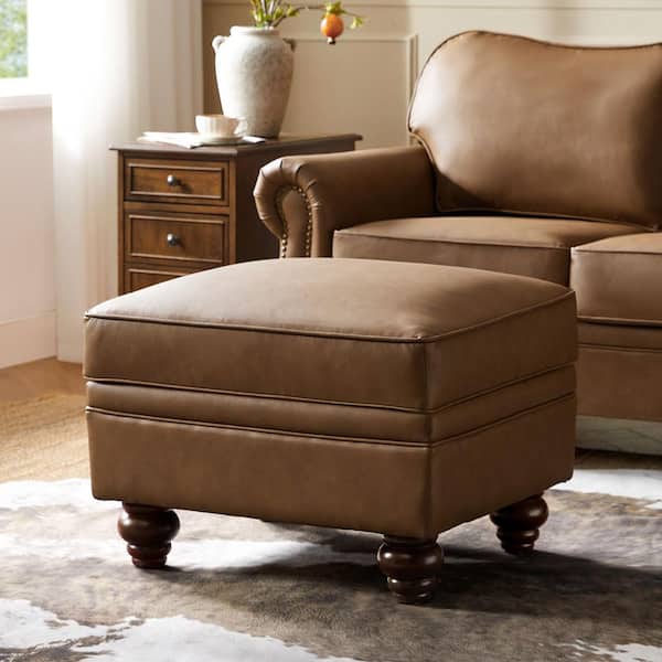 Adrian Camel 27 in. W Transitional Lift-Up Top Leather Ottoman