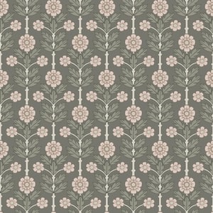 Aya Grey Floral Wallpaper Sample