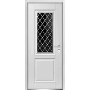 36 in. x 80 in. 1 Panel Left-Hand/Inswing 1 Lite Tinted Glass White Finished Steel Prehung Front Door with Handle