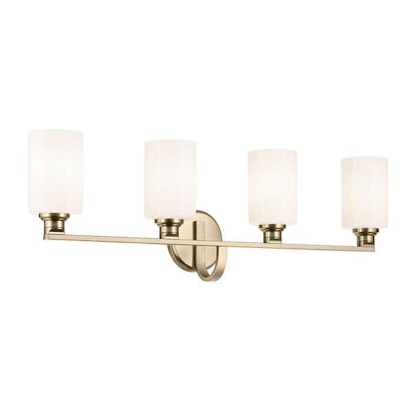 Gioe 32.25 in. 4-Light Vanity Light with Opal Glass in Champagne Bronze