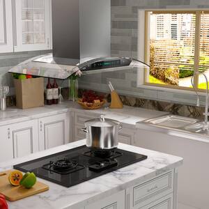 30 in. 900 CFM Island Mount wih LED Light and Glass Panel Range Hood in Stainless Steel