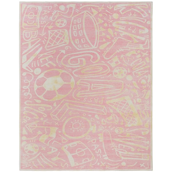 Sportsglyphs 2 ft. x 3  ft. Pink Western Area Rug