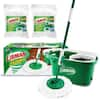 Libman Microfiber Tornado Wet Spin Mop and Bucket Floor Cleaning System with 12 Refills, Green & White