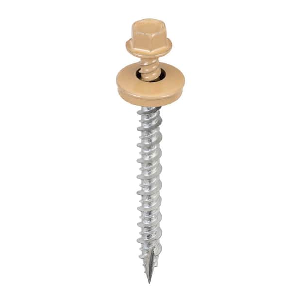 #9 x 2 in. 1/4 in. Hex Head Metal to Wood Screws in Mocha Tan (Bag of 250)