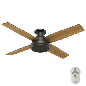 Dempsey 52 in. Low Profile No Light Indoor Noble Bronze Ceiling Fan with Remote For Bedrooms