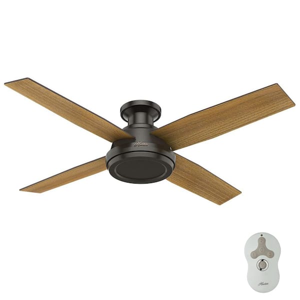 Hunter Dempsey 52 in. Low Profile No Light Indoor Noble Bronze Ceiling Fan with Remote For Bedrooms