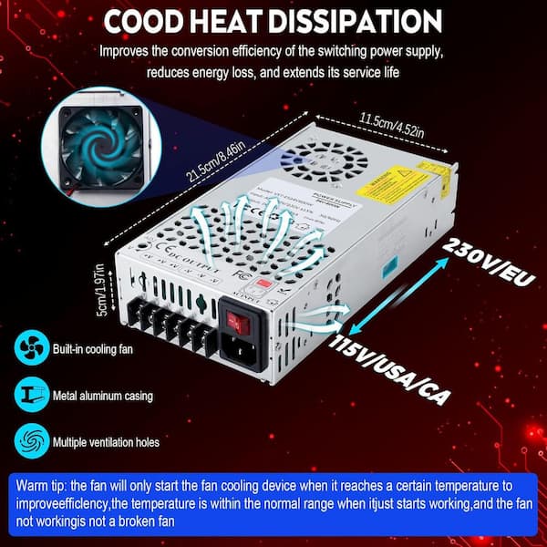 YICHUHAOXI Universal 24V 25A 600W DC Switching Power Supply with