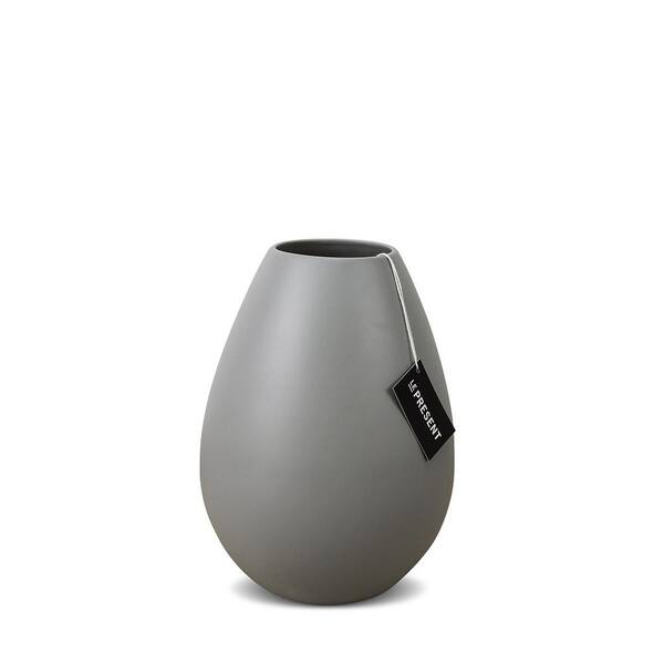 Unbranded Drop Wide Medium Ceramic Vase In Light Gray Matte 8.6 in. Height