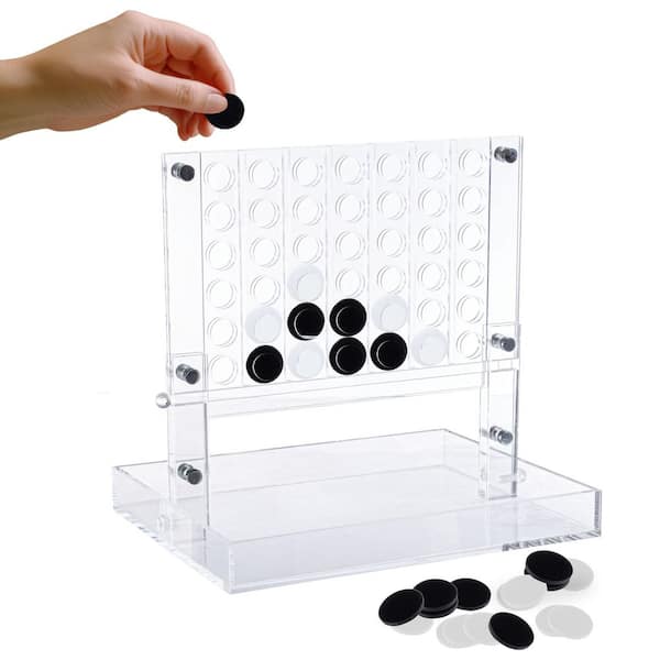 4 in. White/Black Acrylic A Row Game - Fun Strategy Game and Tabletop Decoration - Functional Desk Decor