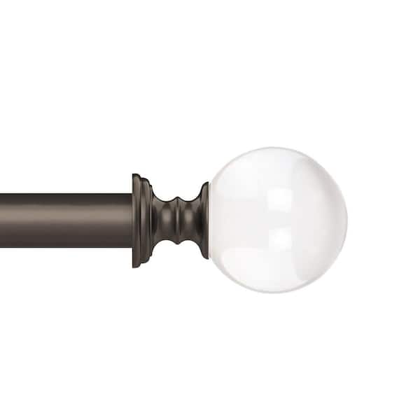 Lavish Home 46 in. to 86 in. Decorative Crystal Ball Single Curtain Rods and Hardware Set